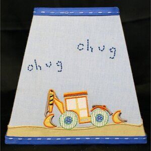 Construction Small Nursery Lamp Shade Dump Truck Baby Boy Embroidered Tractor
